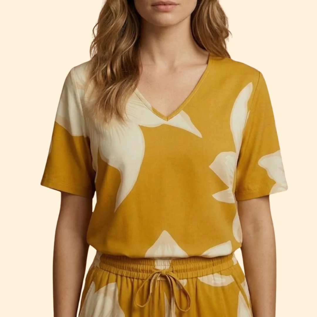 Women’s Floral V-Neck Top and Wide-Leg Trousers Set - Image 6