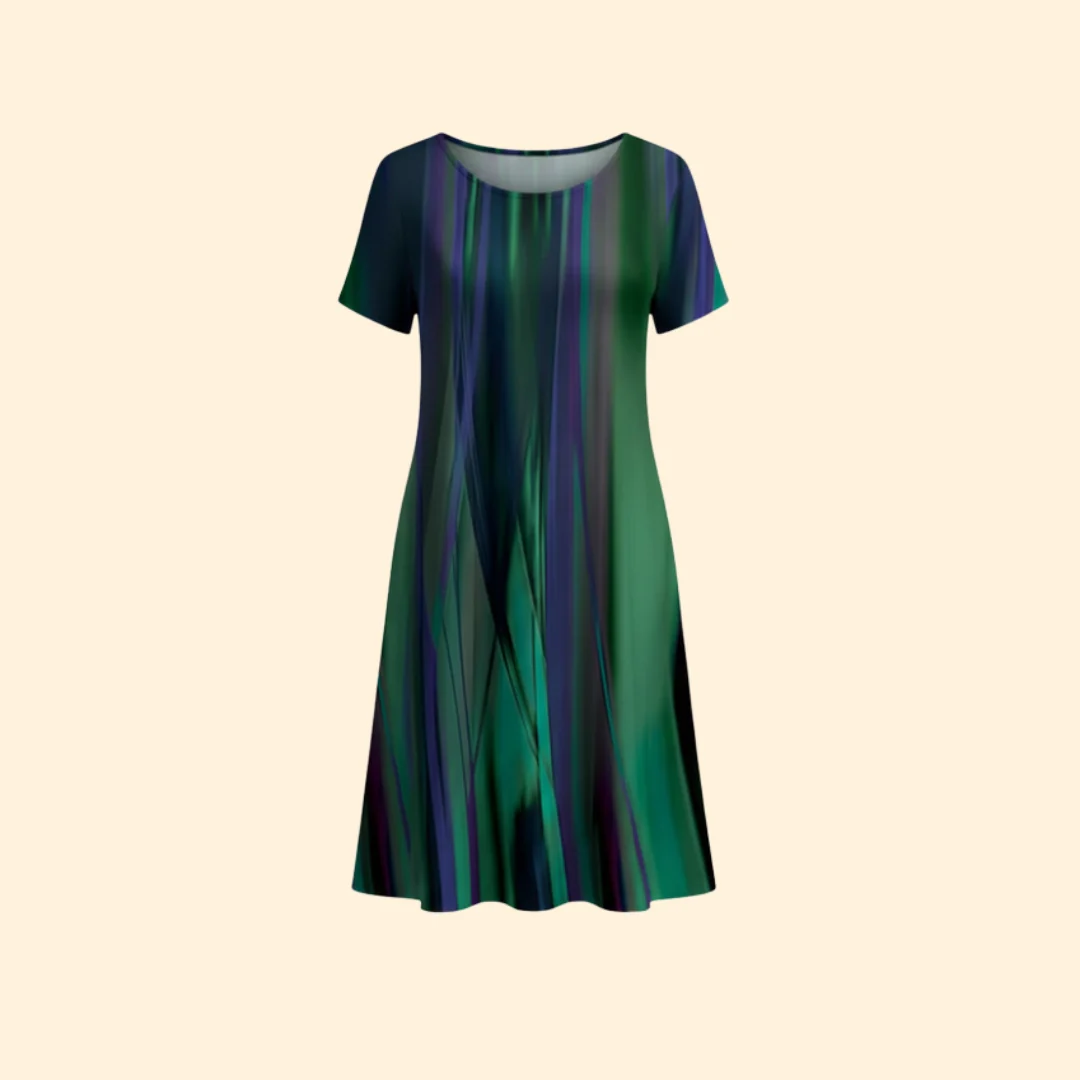 Women’s Flowing Dress with Colorful Stripes