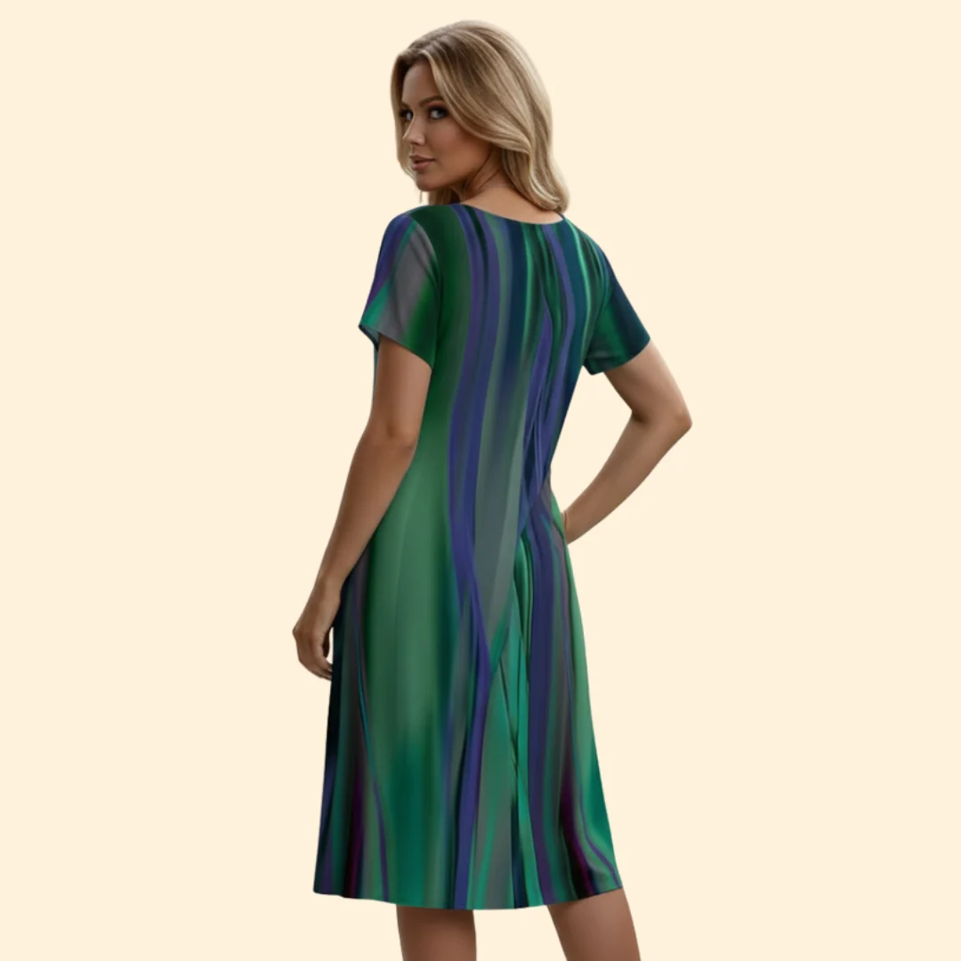 Women’s Flowing Dress with Colorful Stripes - Image 5
