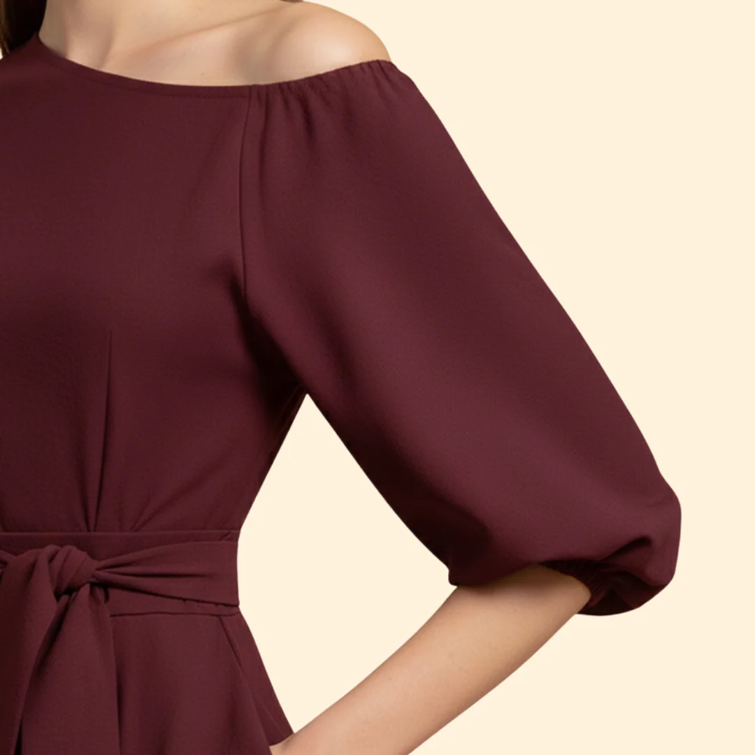 Women's Formal Asymmetrical Midi Dress - Image 6