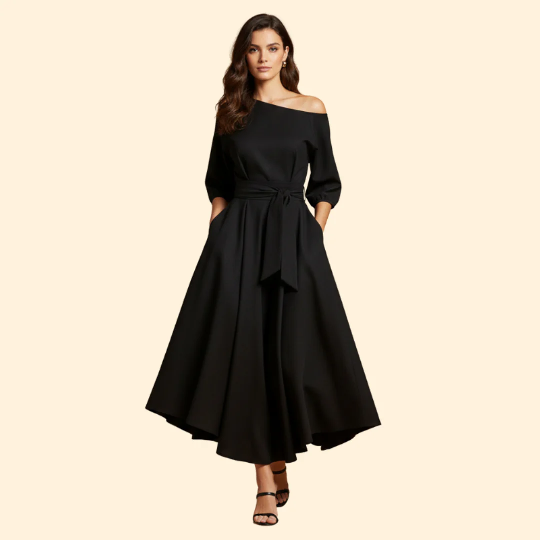 Women's Formal Asymmetrical Midi Dress - Image 8