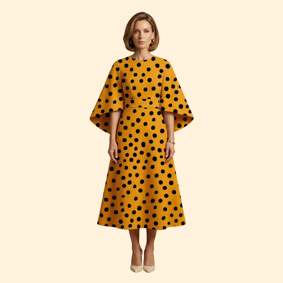 Women's Geometric Print Dress with Matching Belt - Image 15