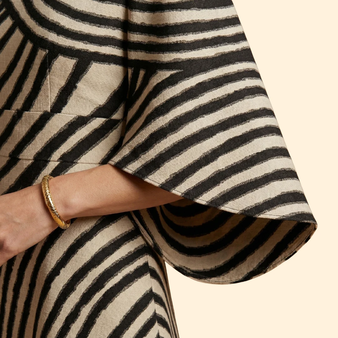 Women's Geometric Print Dress with Matching Belt - Image 6