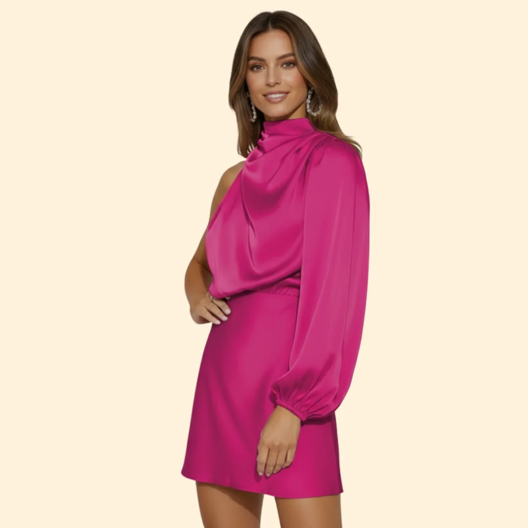 Women’s Halter Dress with One-Shoulder Design - Image 3