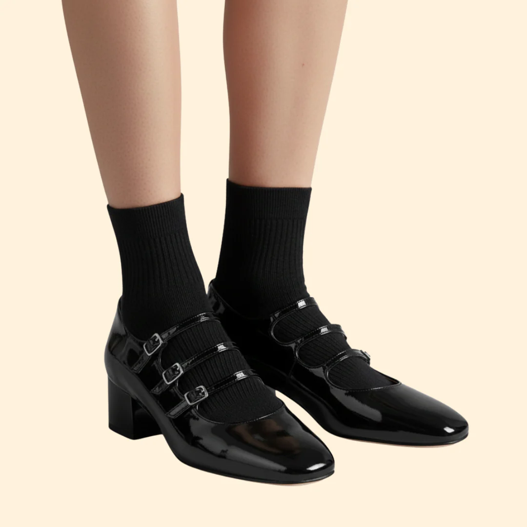 Women’s Heeled Shoe with Triple Buckle Straps - Image 3
