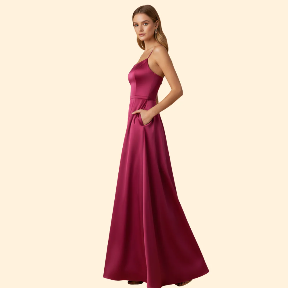 Women's Evening Gown High Slit Formal Wedding Guest Dress - Image 6