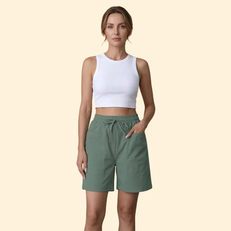 Women's High-Waisted Shorts with Side Pockets - Image 2