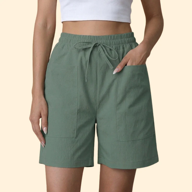 Women's High-Waisted Shorts with Side Pockets - Image 3