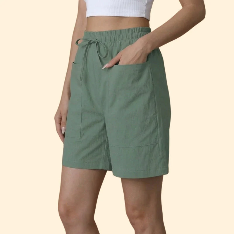 Women's High-Waisted Shorts with Side Pockets - Image 4