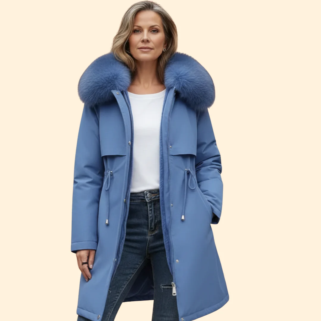 Women’s Hooded Jacket with Faux Fur Trim - Image 2