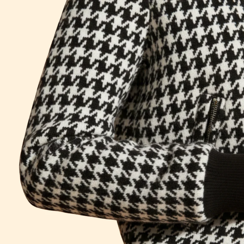 Women's Houndstooth Bomber Jacket - Image 6