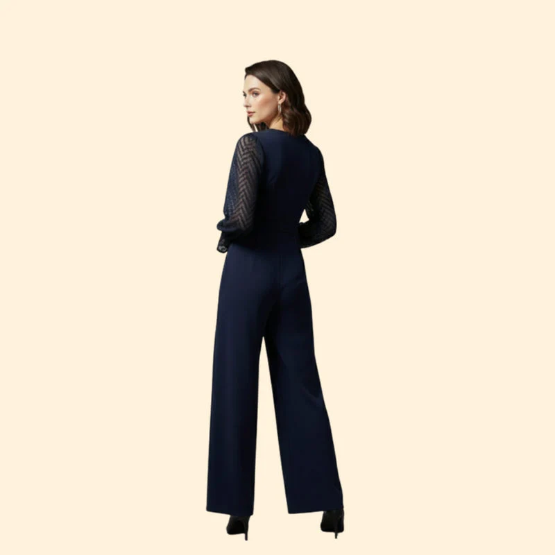 Women’s Jumpsuit with Transparent Sleeves and Tie Waist - Image 4