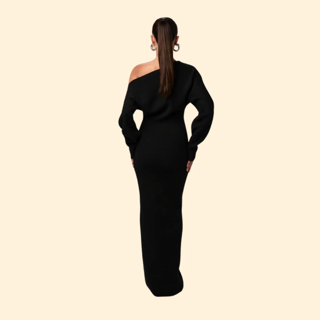 Women’s Knit Bodycon Cocktail Dress with One Shoulder - Image 3