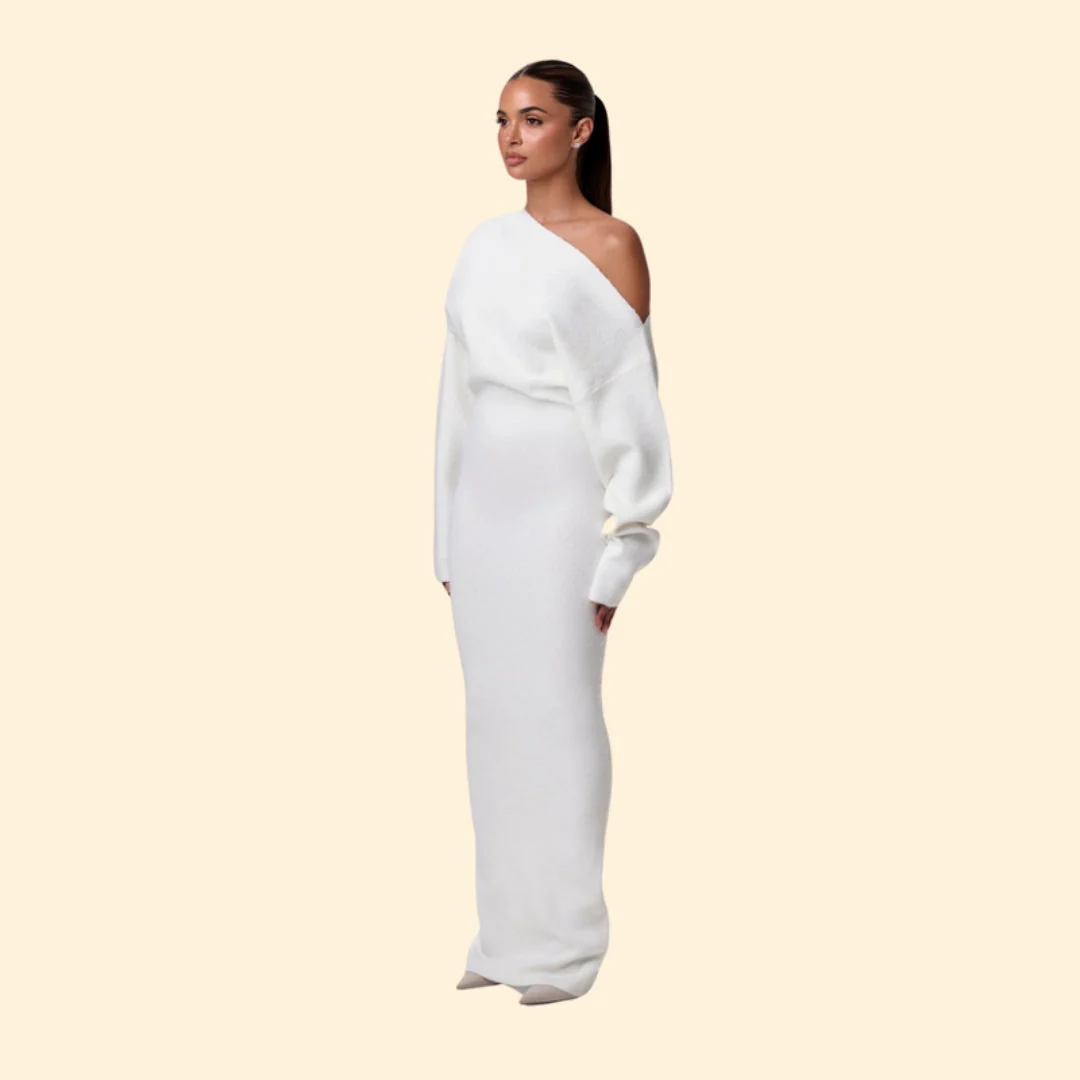 Women’s Knit Bodycon Cocktail Dress with One Shoulder - Image 4