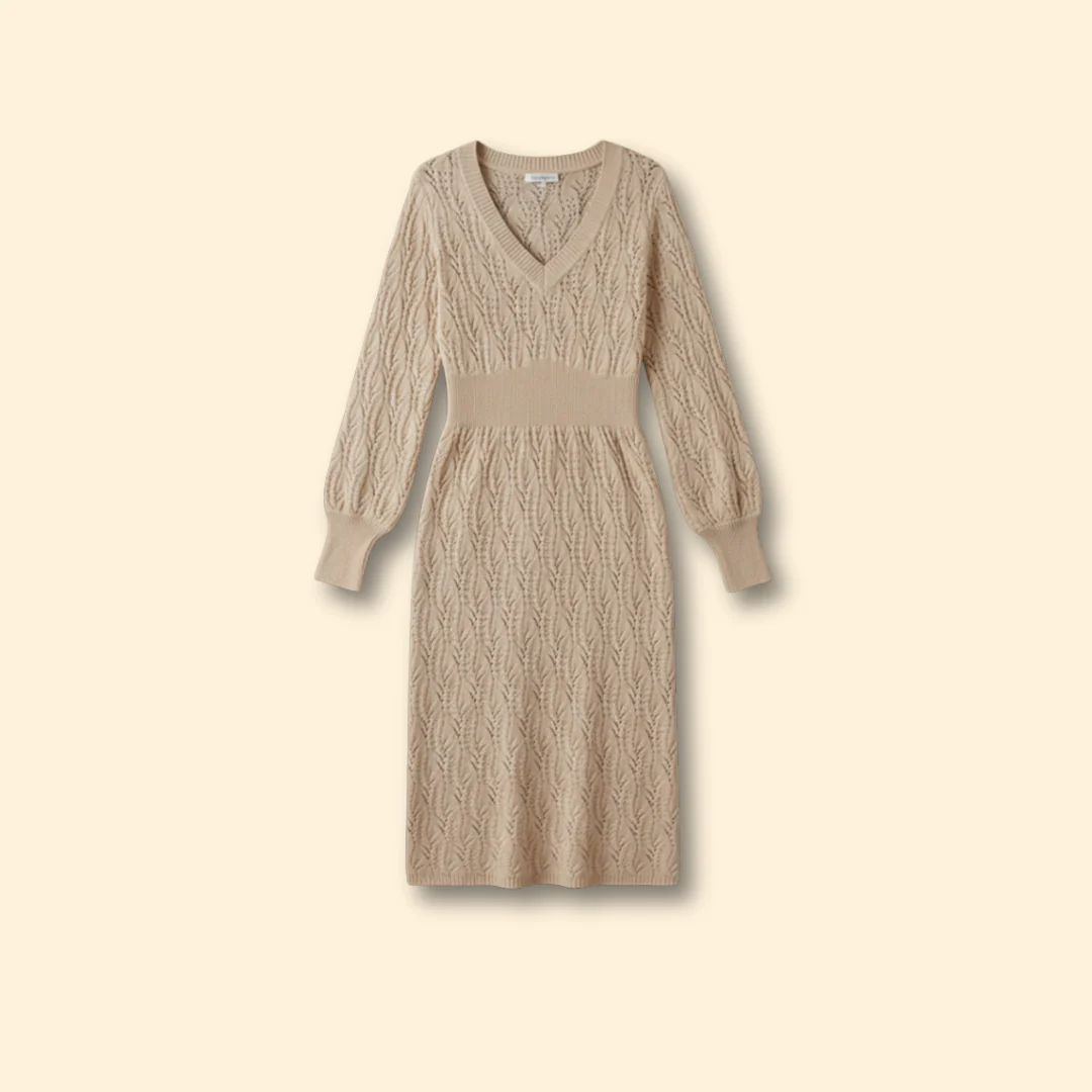 Women’s Knit Dress with V-neck