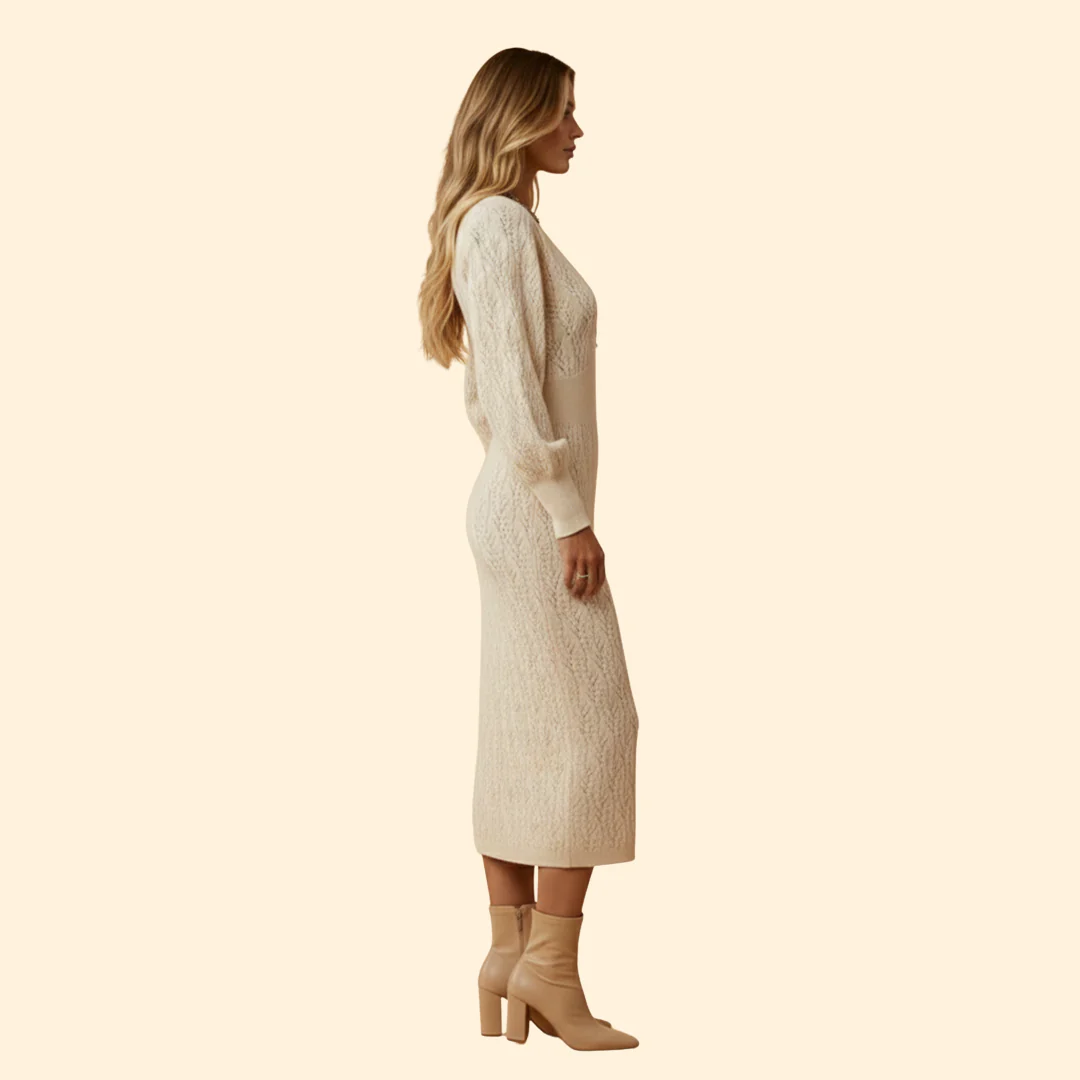 Women’s Knit Dress with V-neck - Image 5