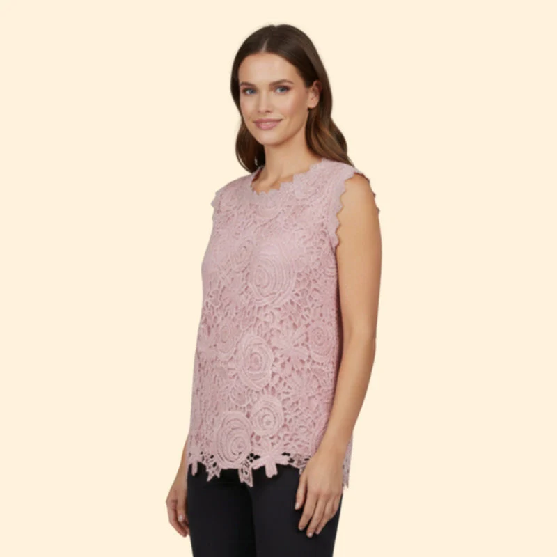 Women’s Lace Blouse with Scalloped Hem - Image 3