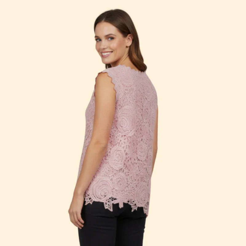 Women’s Lace Blouse with Scalloped Hem - Image 4