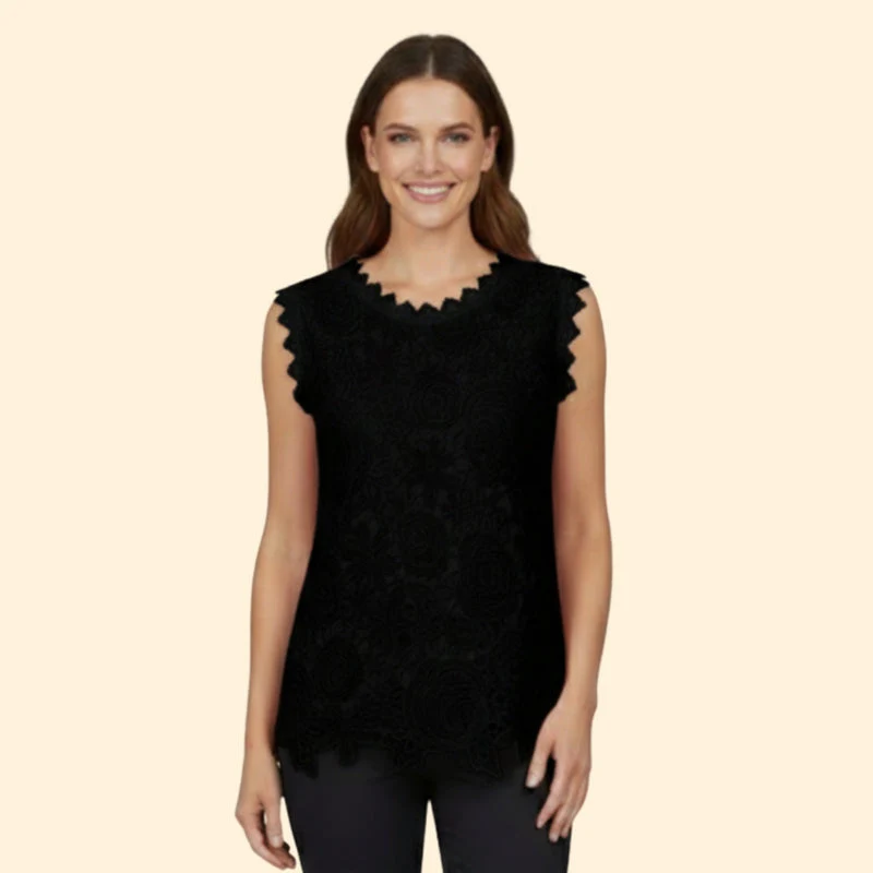 Women’s Lace Blouse with Scalloped Hem - Image 6