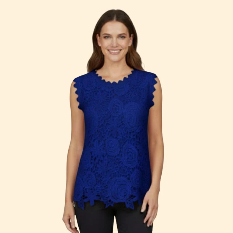 Women’s Lace Blouse with Scalloped Hem - Image 8