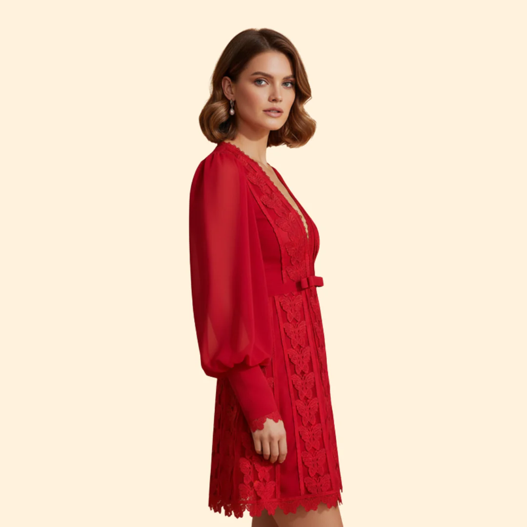 Women's Lace Detail Elegant Dress - Image 4