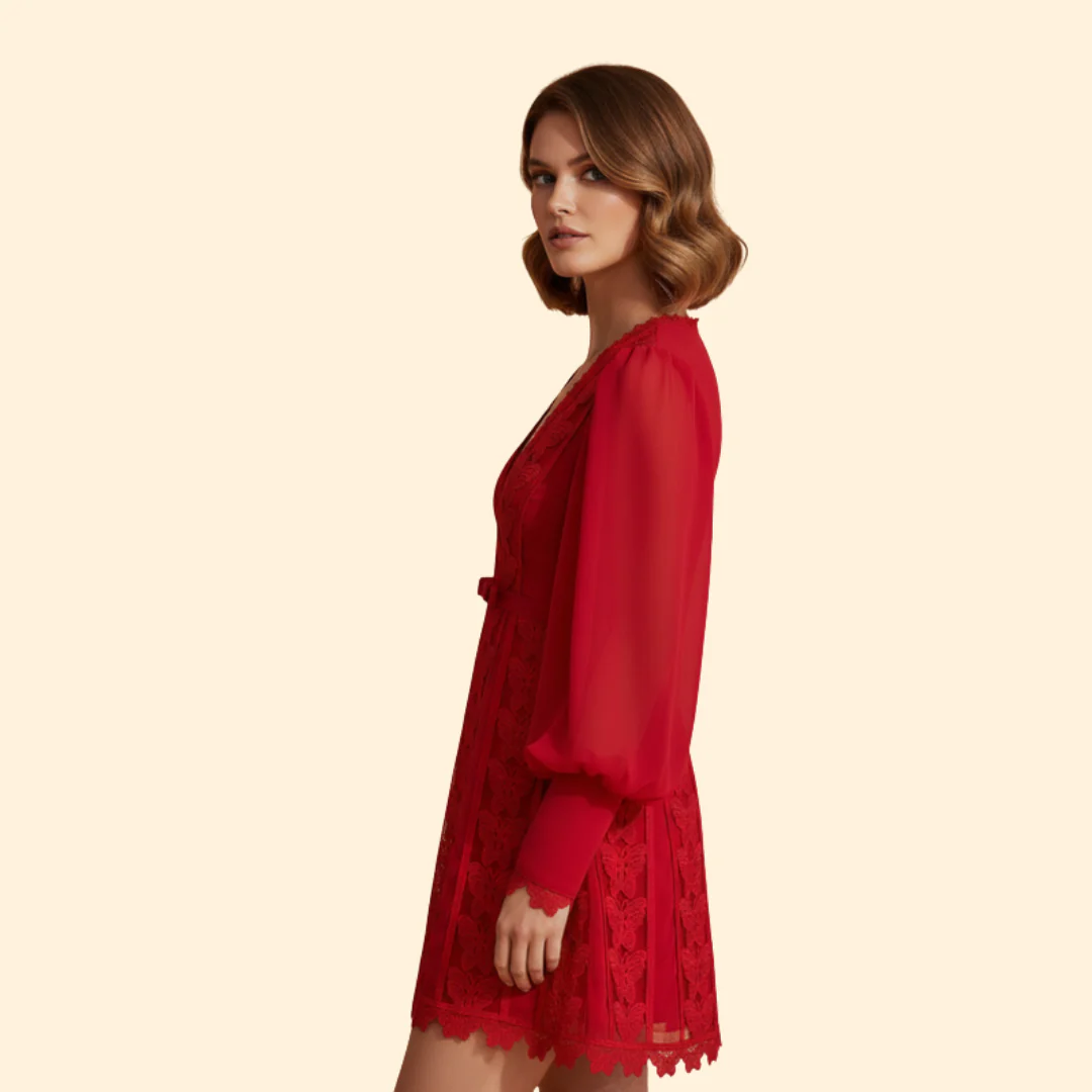 Women's Lace Detail Elegant Dress - Image 5