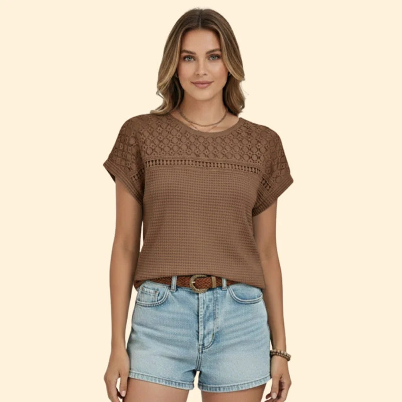 Women’s Lace Detail T-Shirt with Short Sleeves - Image 10