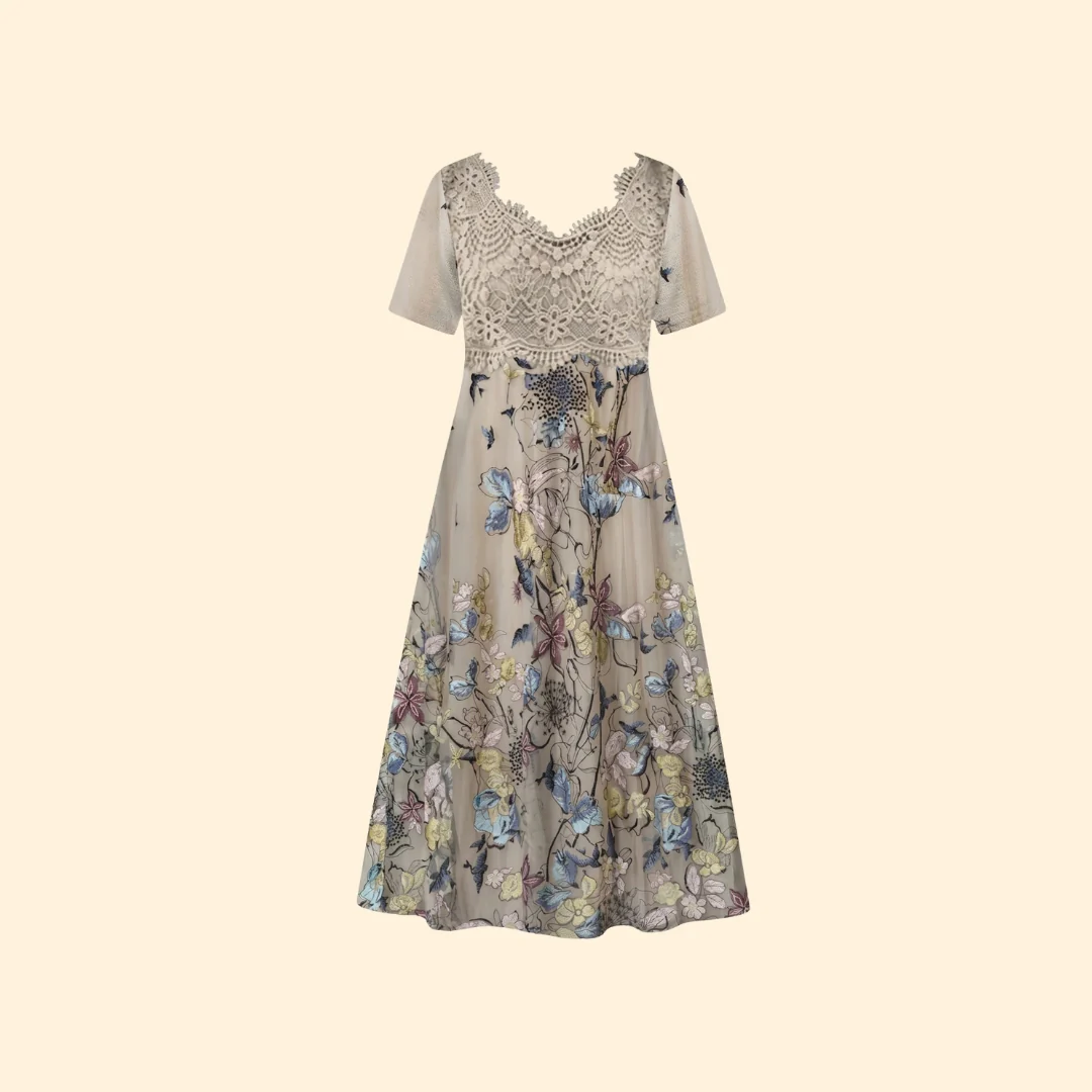 Women's Lace Midi Dress V-Neck