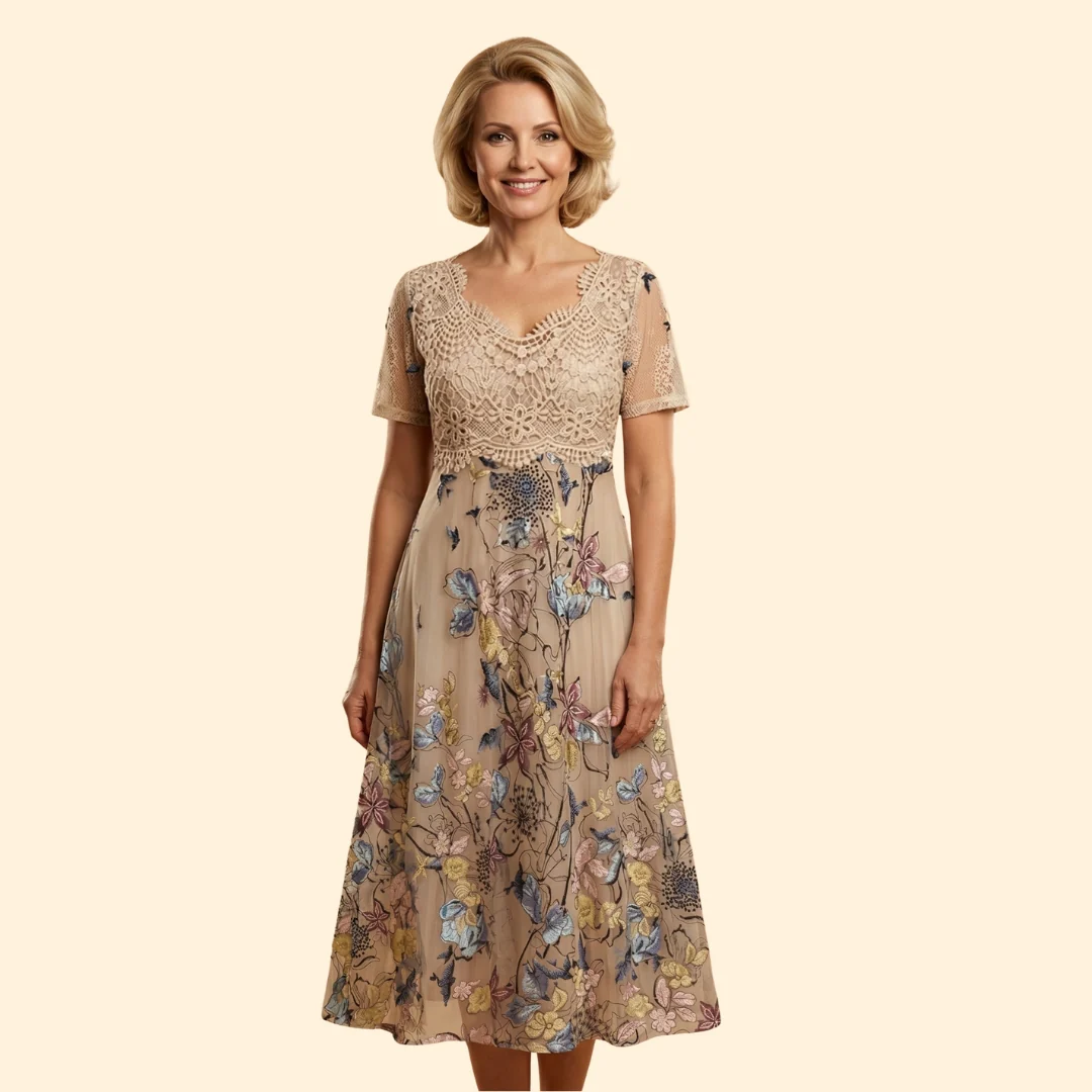 Women's Lace Midi Dress V-Neck - Image 2