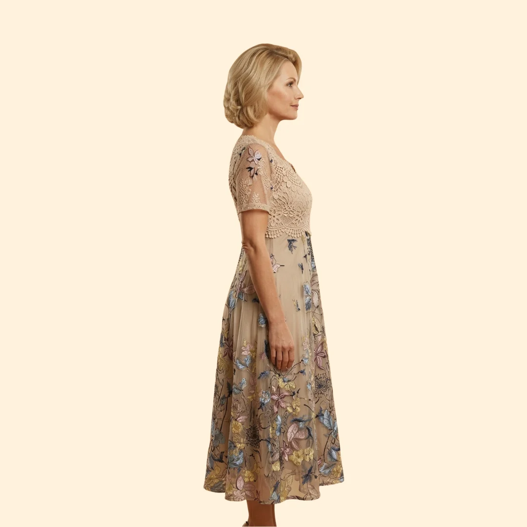Women's Lace Midi Dress V-Neck - Image 3