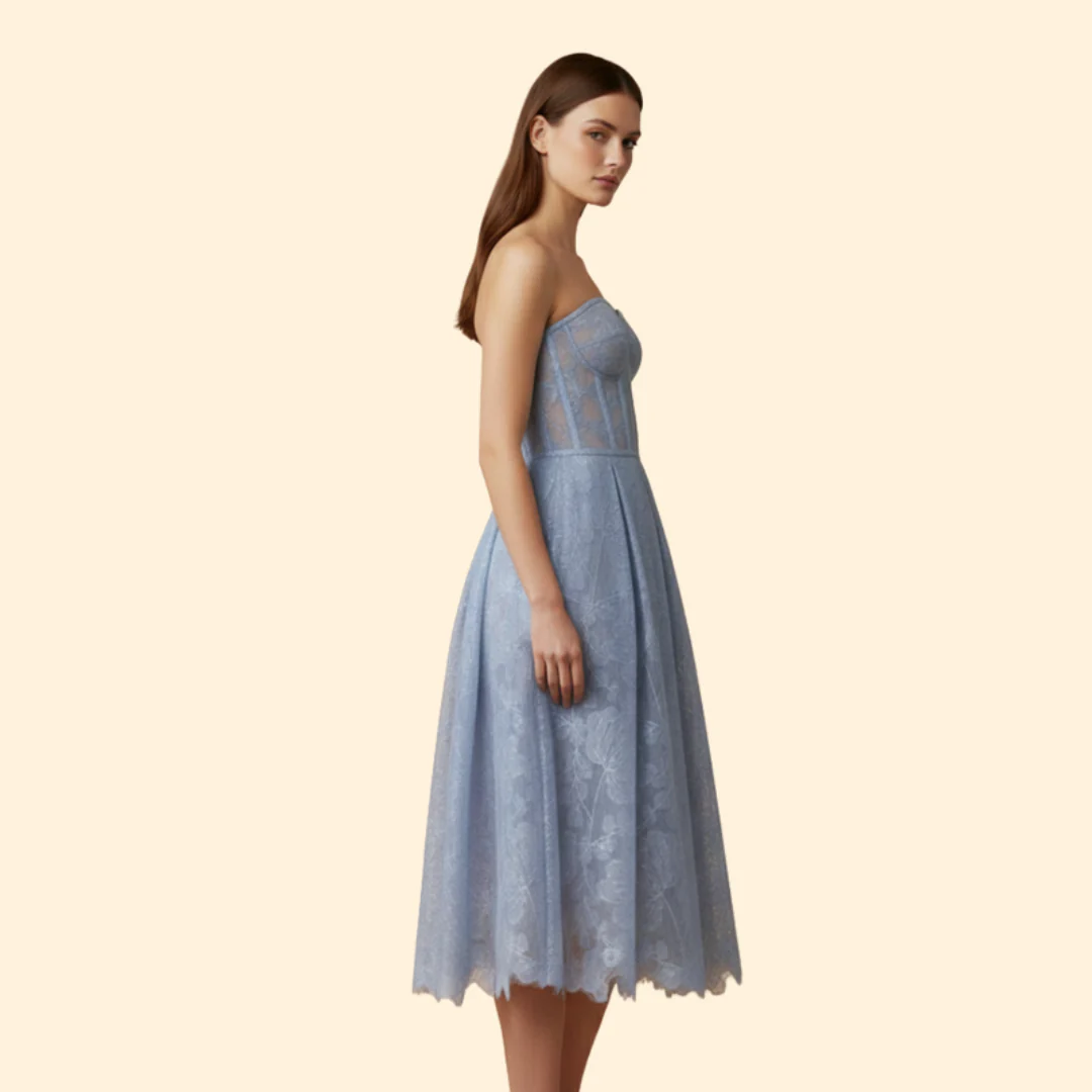 Women's Lace Midi Dress with Corset Fit - Image 3
