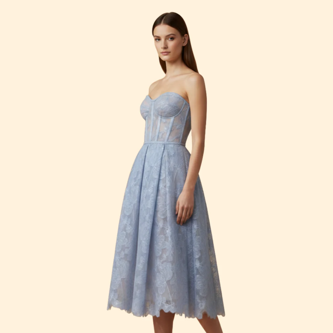Women's Lace Midi Dress with Corset Fit - Image 5