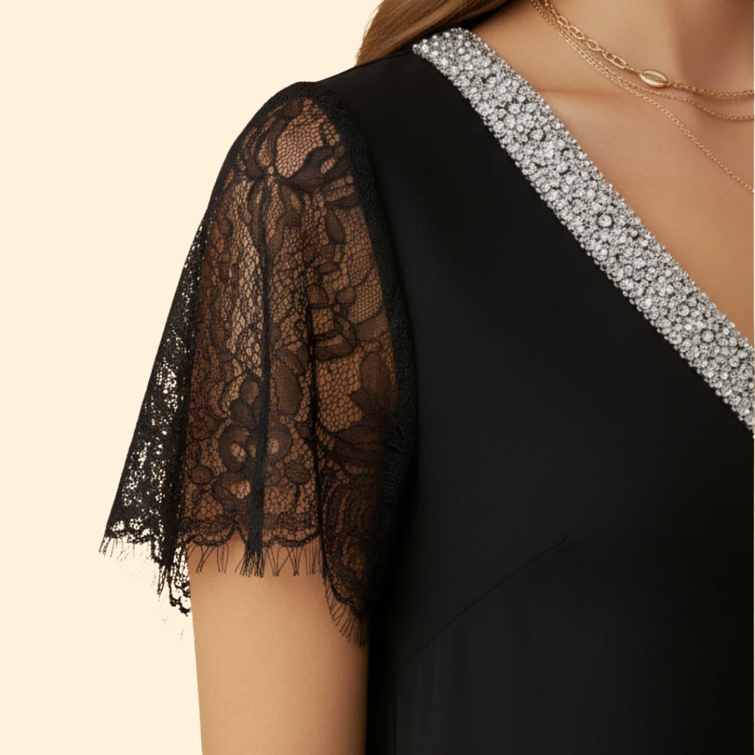 Women's Lace Sequin Short Sleeve Dress - Image 6