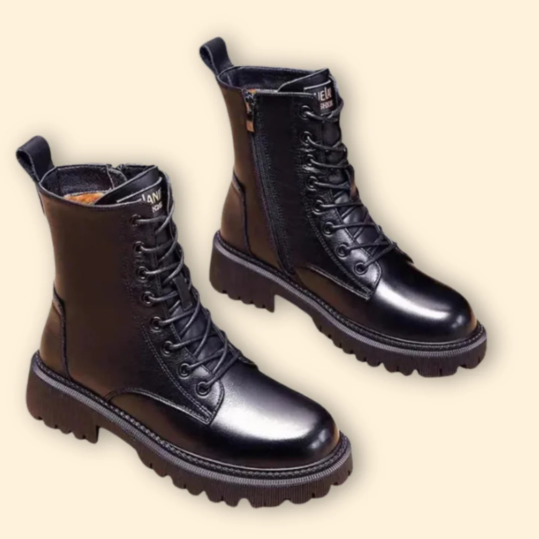 Women’s Lace-Up Boots with Side Zipper