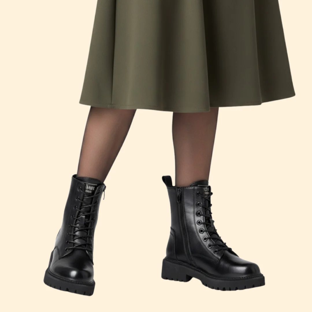 Women’s Lace-Up Boots with Side Zipper - Image 4