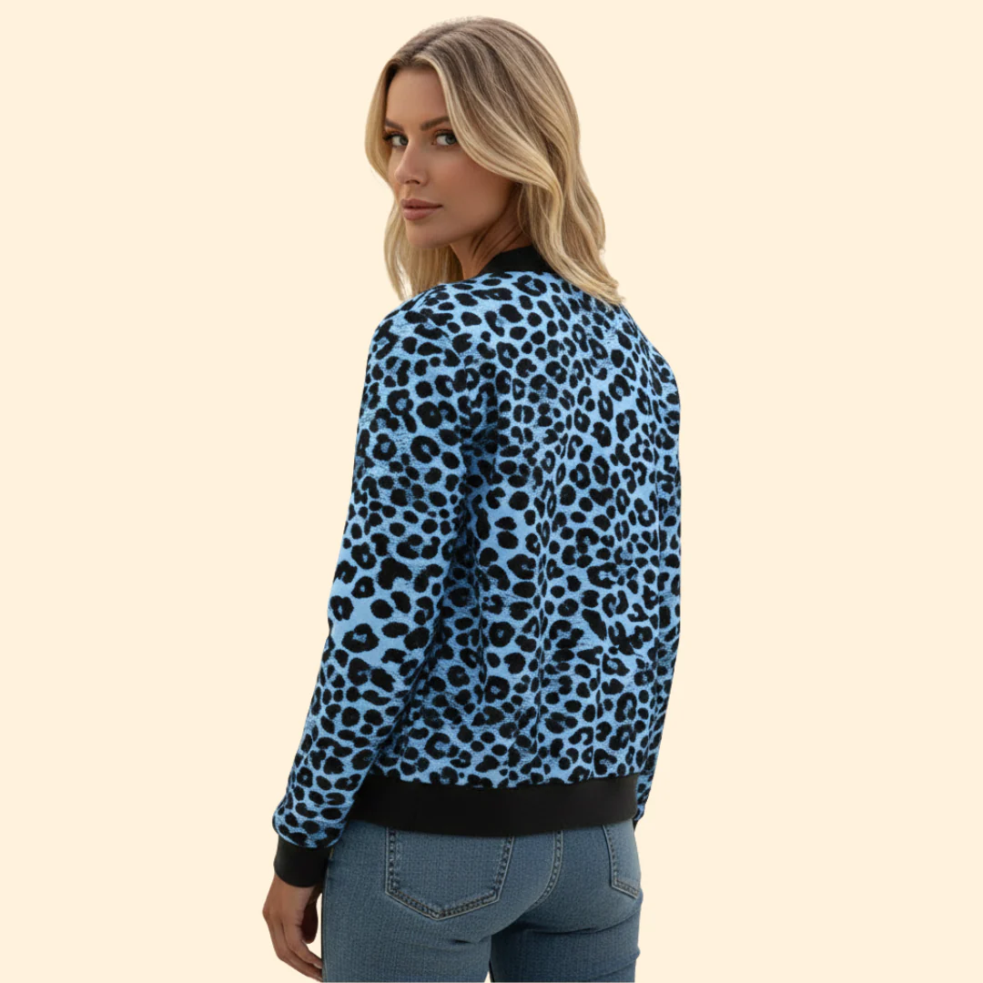 Women’s Leopard Print Bomber Jacket with Zip Closure - Image 7