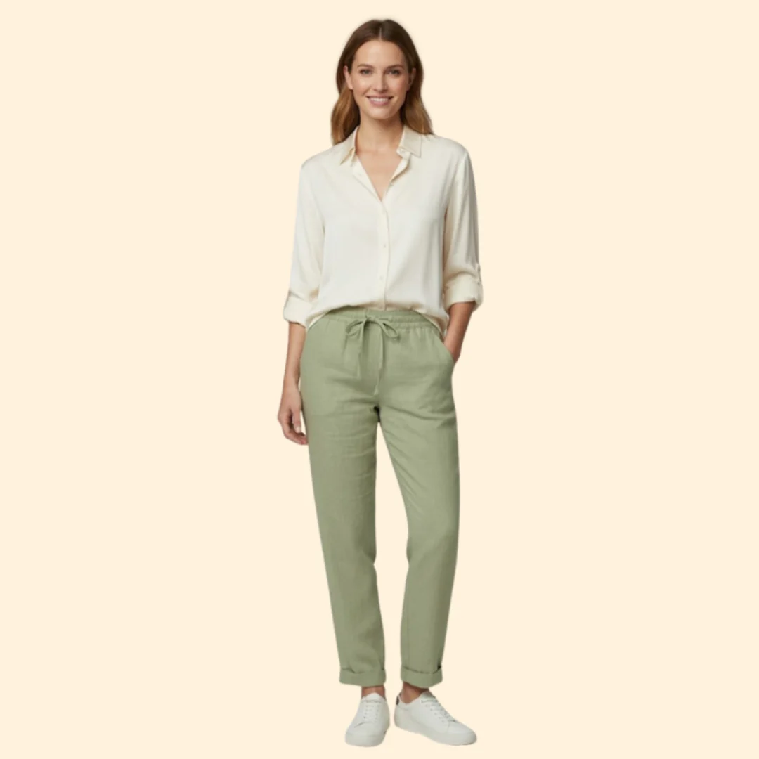 Women’s Lightweight Pants with Stretch Waistband - Image 2