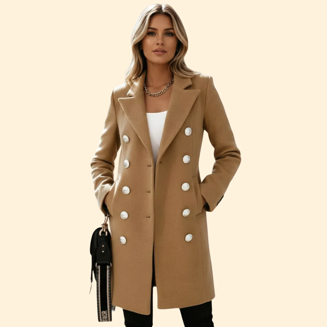 Women’s Long Coat with Double-Breasted Design - Image 2