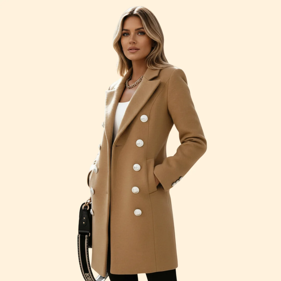 Women’s Long Coat with Double-Breasted Design - Image 3