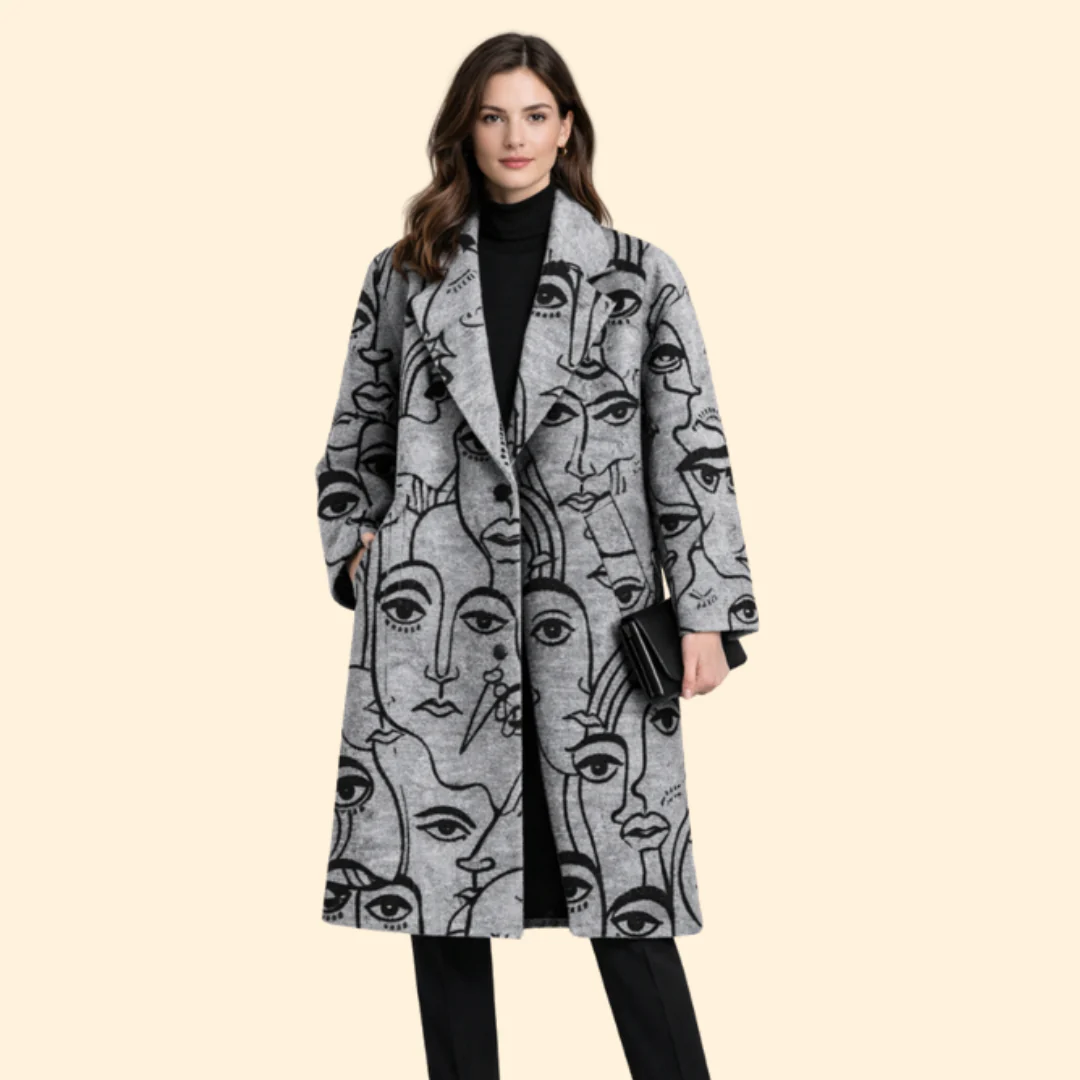 Women’s Long Coat with Notched Collar Design - Image 10