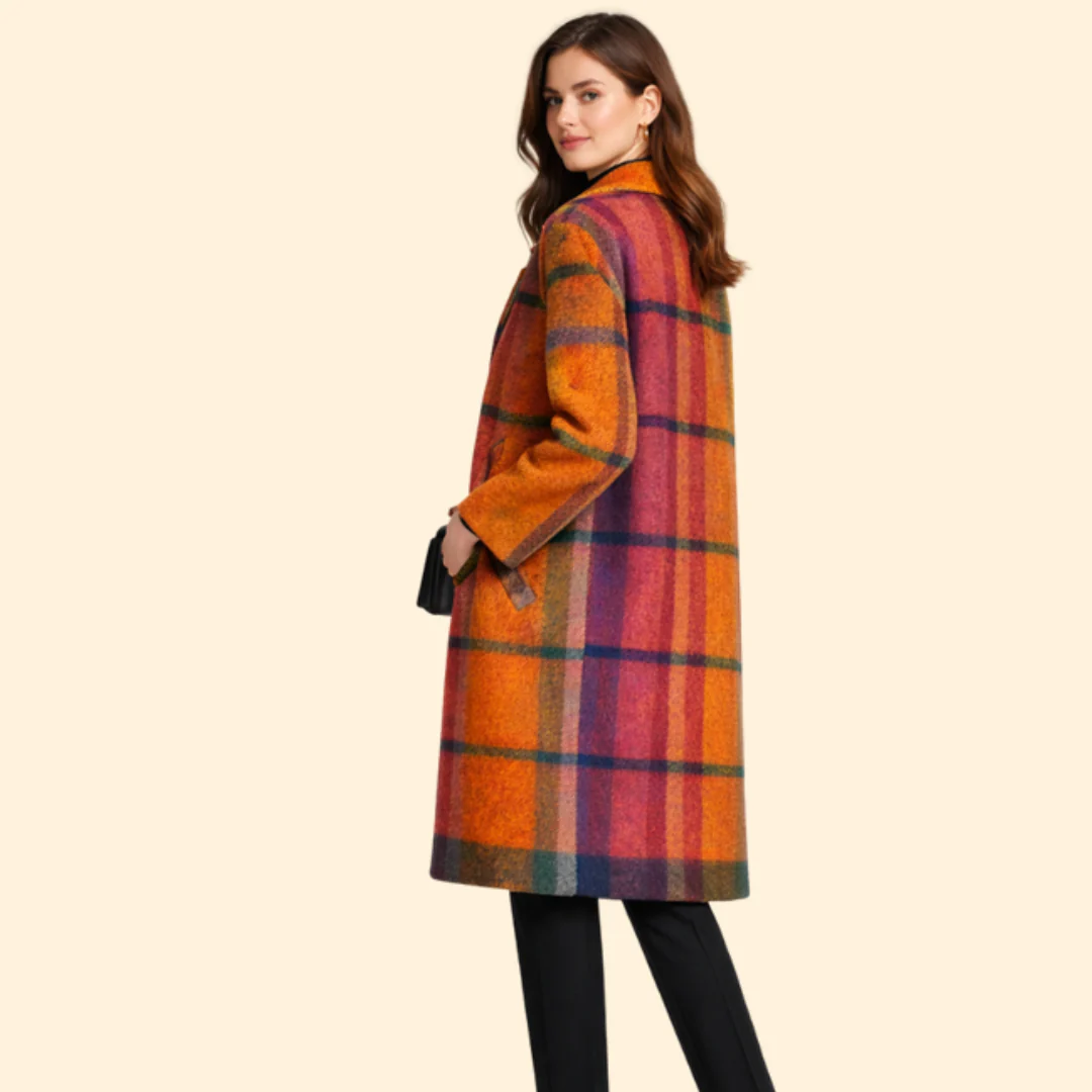 Women’s Long Coat with Notched Collar Design - Image 3