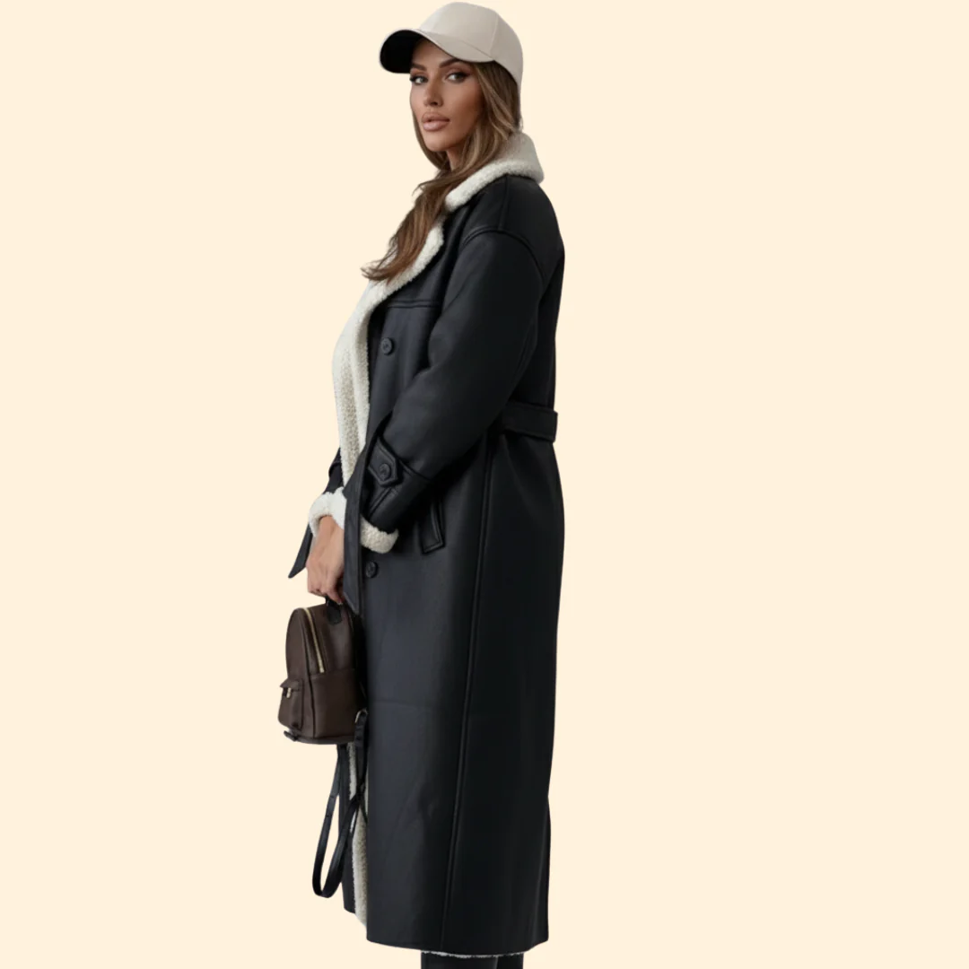Women’s Long Coat with Sherpa Lining - Image 3