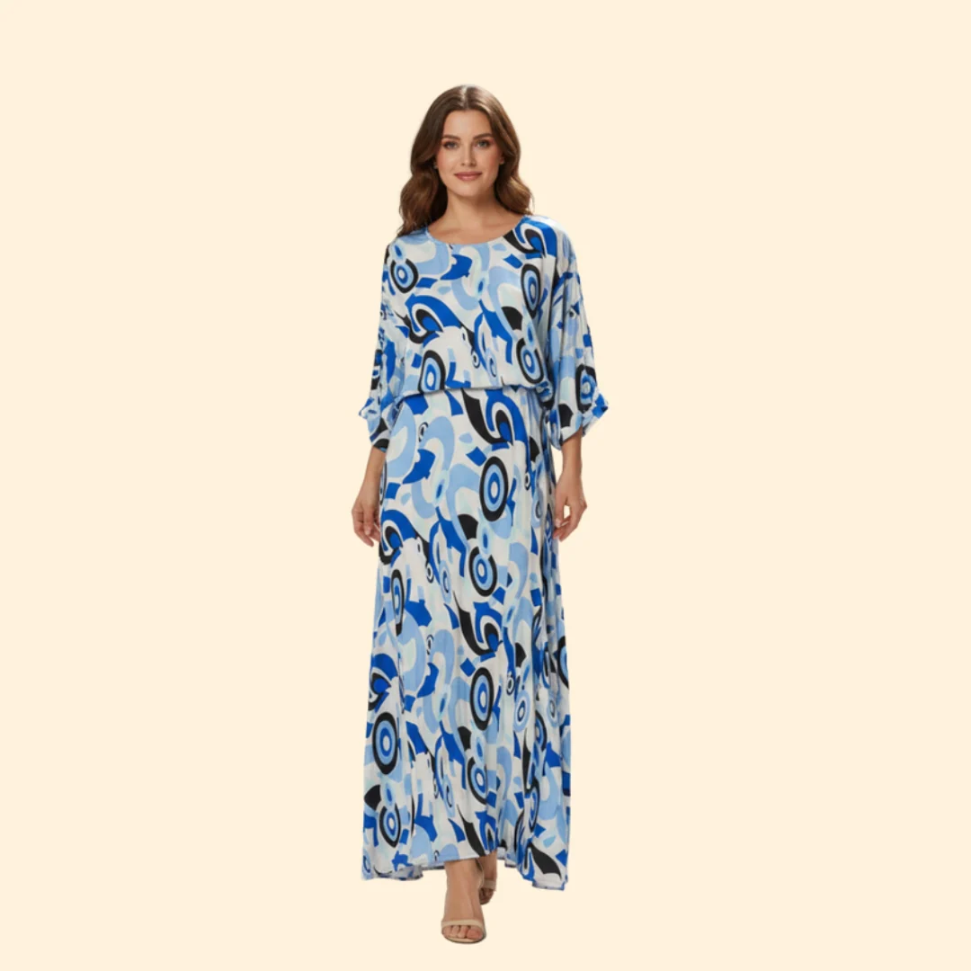 Women’s Long Dress with Belted Waist - Image 2