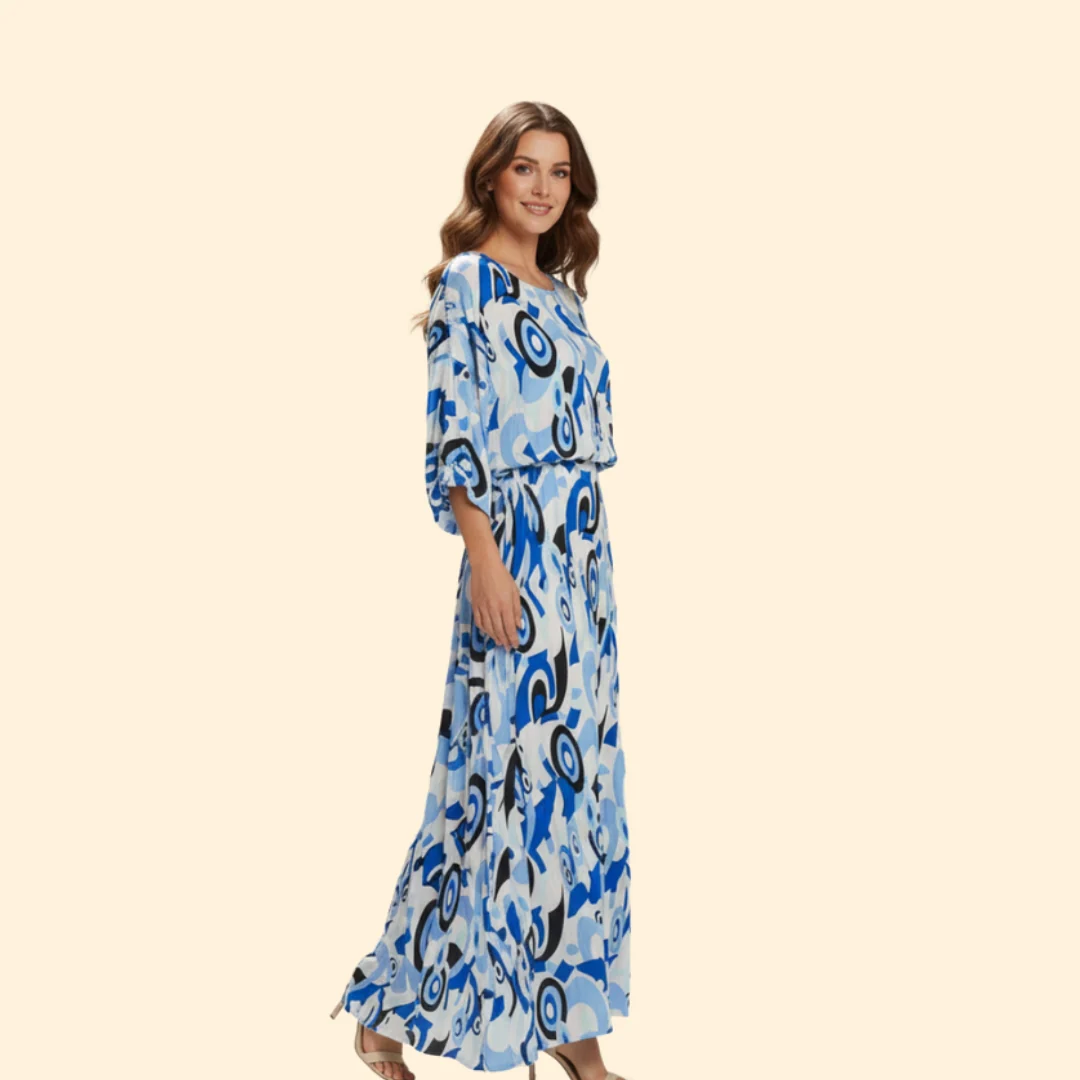 Women’s Long Dress with Belted Waist - Image 3