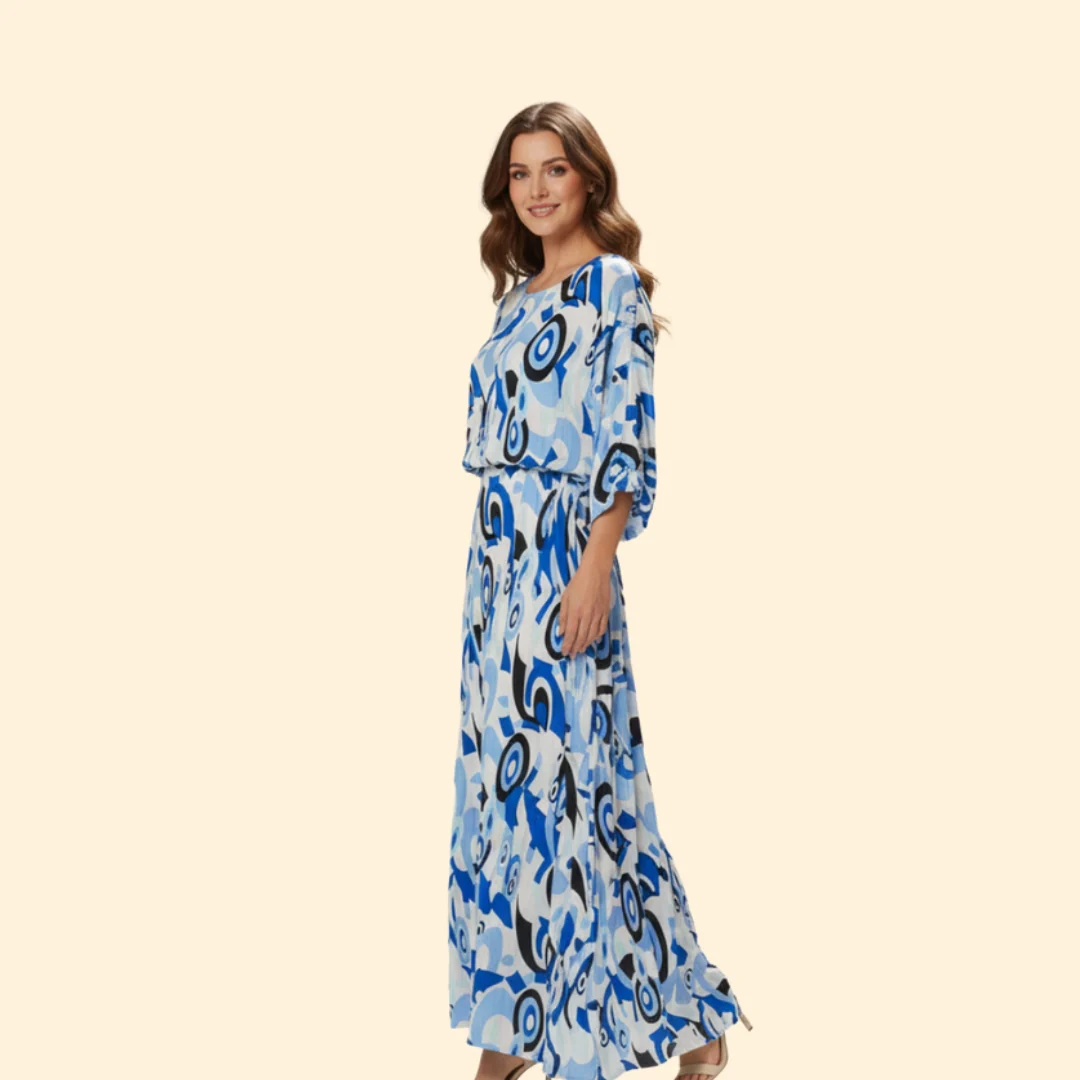 Women’s Long Dress with Belted Waist - Image 4