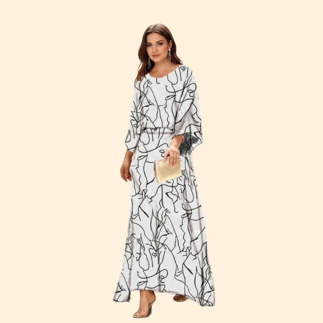 Women’s Long Dress with Belted Waist - Image 8