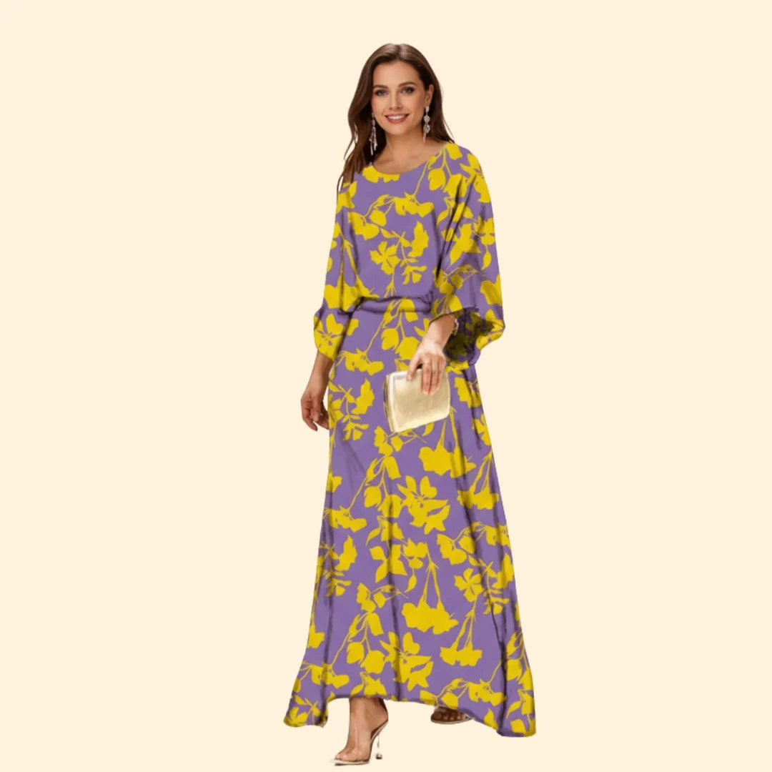 Women’s Long Dress with Belted Waist - Image 9