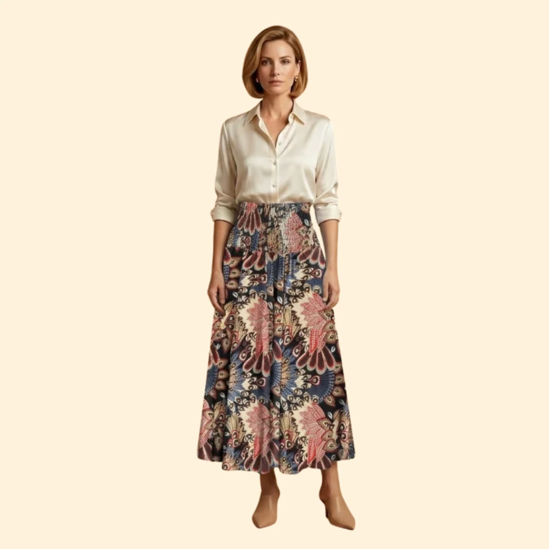 Women’s Long Floral Skirt with High Waist - Image 10