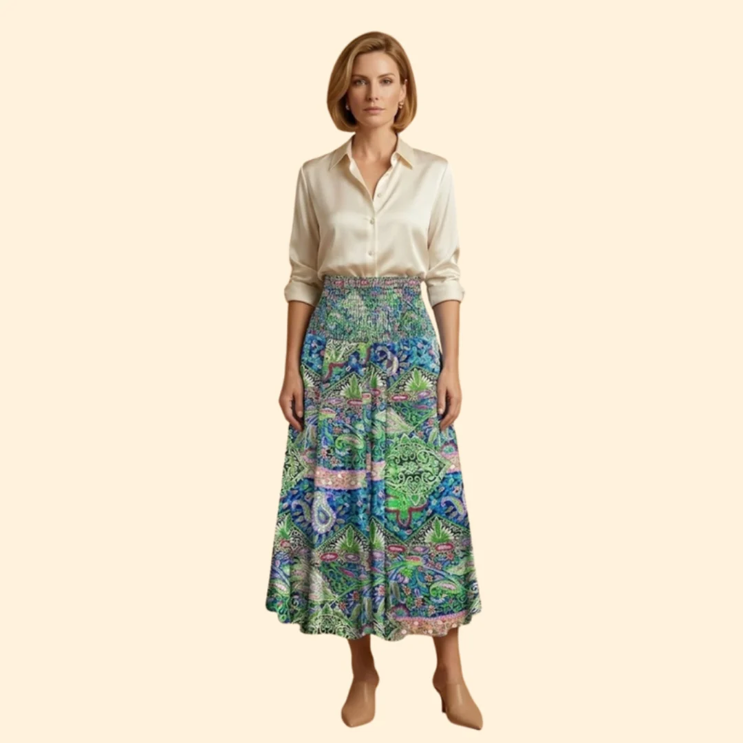 Women’s Long Floral Skirt with High Waist - Image 12