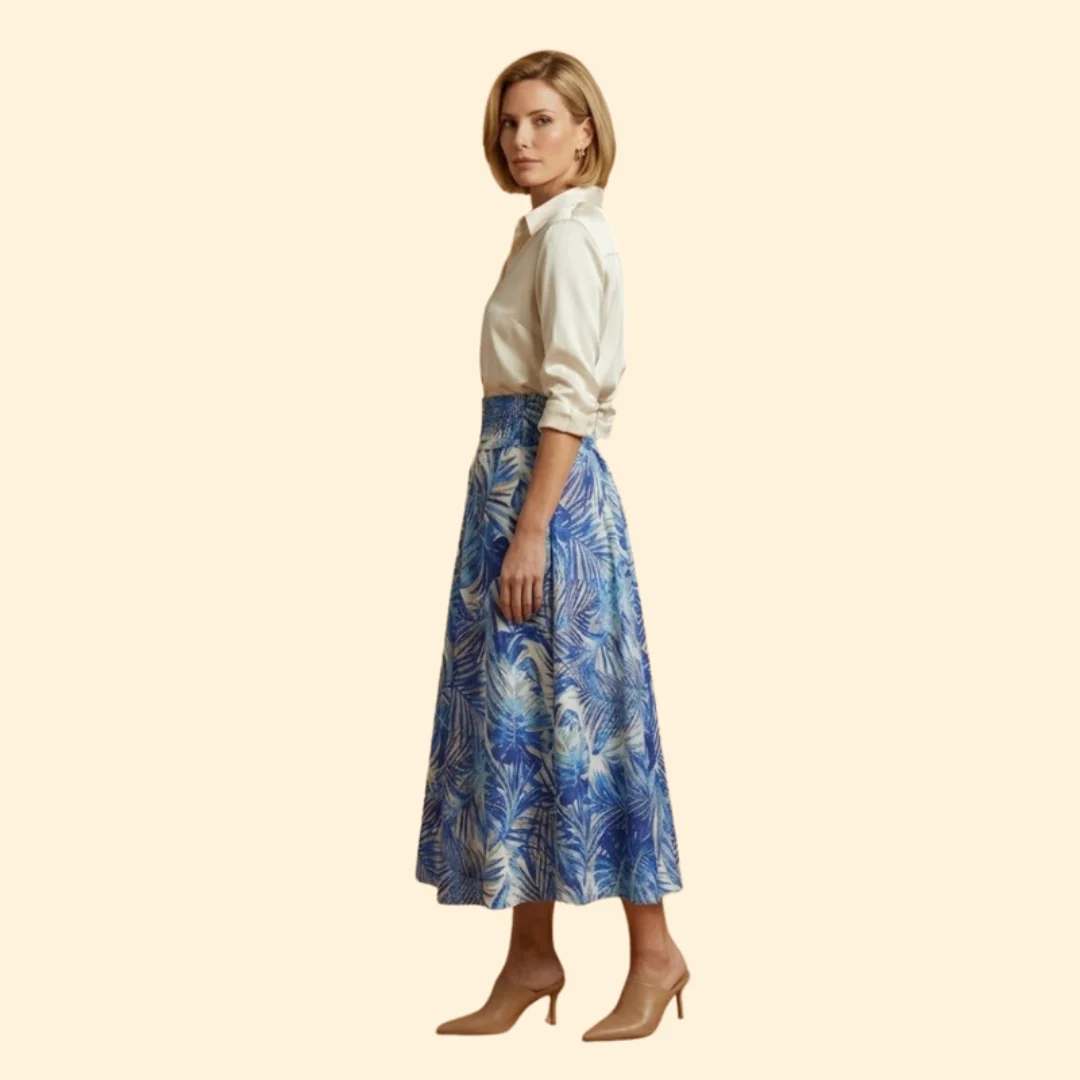 Women’s Long Floral Skirt with High Waist - Image 3